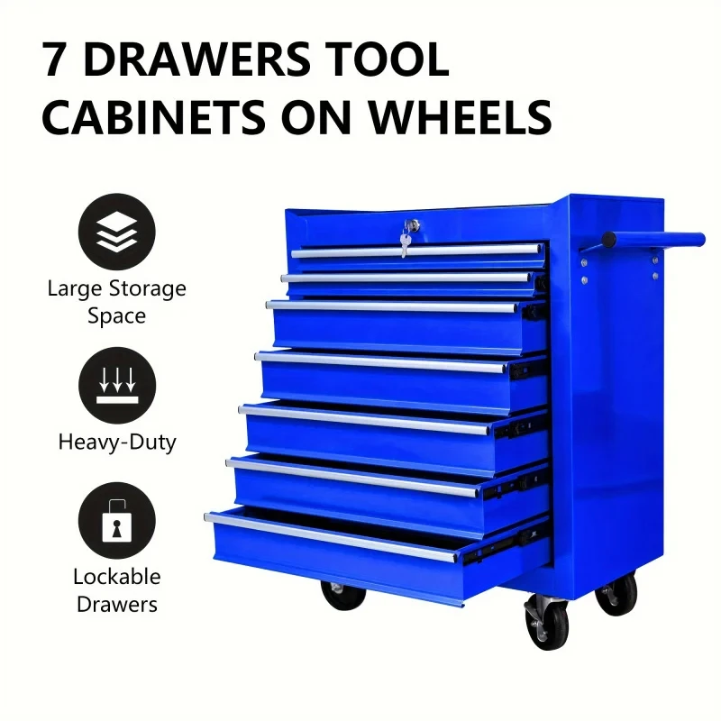 Workshop Tools Cabinet - Carrello Portautensili Multifunzionale Blu a 7